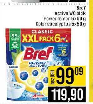 Bref Active WC blok Power lemon 6x50 g