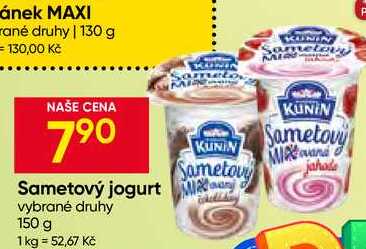 KUNÍN Sametový jogurt vybrané druhy 150 g