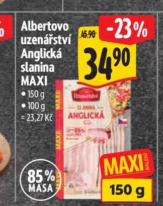 Albertovo uzenářství Anglická slanina MAXI 150 g