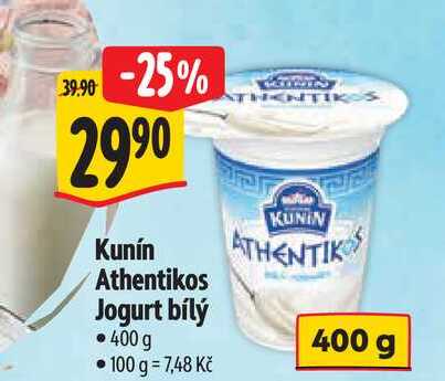 Kunín Athentikos Jogurt bílý 400 g