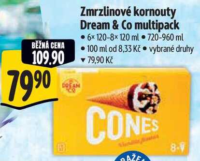 Zmrzlinové kornouty Dream & Co multipack, 6x 120-8x 120 ml