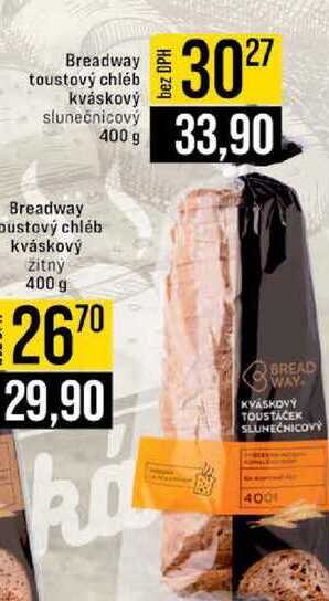 Breadway toustový chléb kváskový slunečnicový 400 g