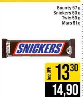 Bounty 57 g Snickers 50 g Twix 50 g Mars 51g