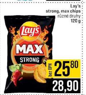 Lay's strong, max chips různé druhy 120 g