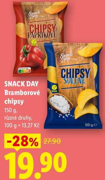 SNACK DAY Bramborové chipsy, 150 g