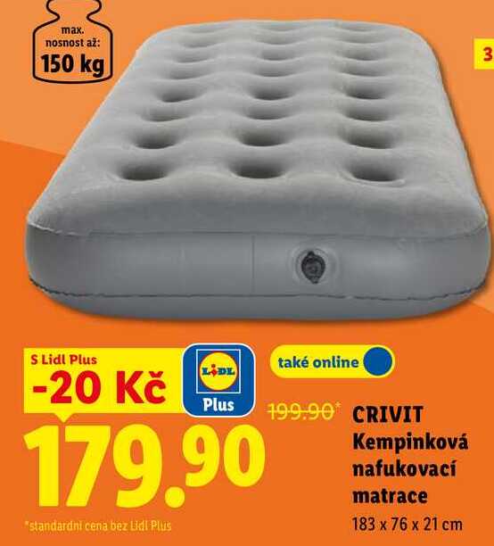 CRIVIT Kempinková nafukovací matrace, 183 x 76 x 21 cm 3