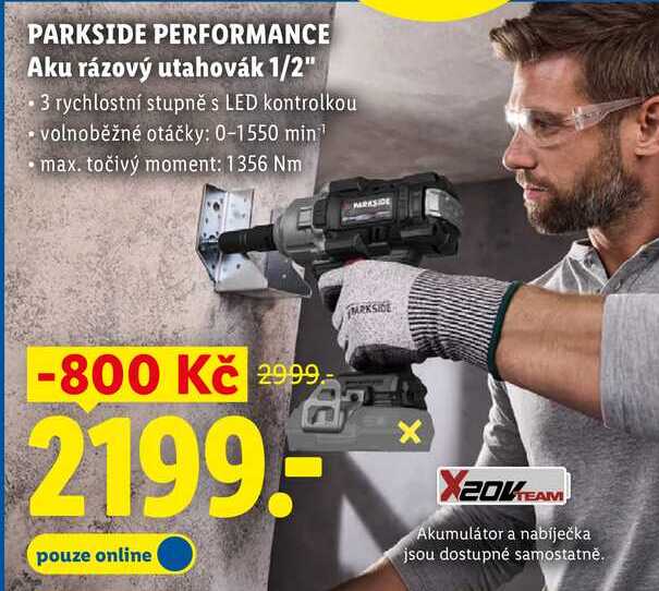 PARKSIDE PERFORMANCE Aku rázový utahovák 1/2"  