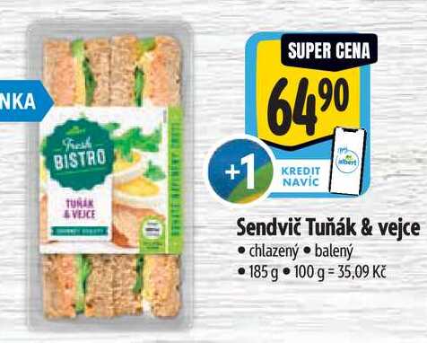Sendvič Tuňák & vejce, 185 g