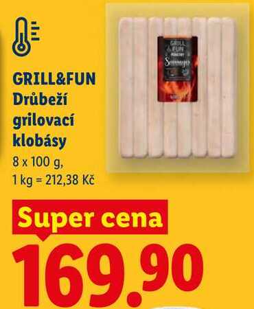 GRILL&FUN Drůbeží grilovací klobásy, 8x 100 g