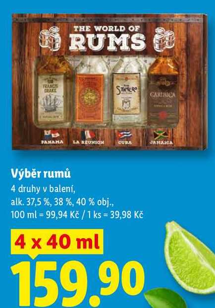 Výběr rumů, 4x 40 ml