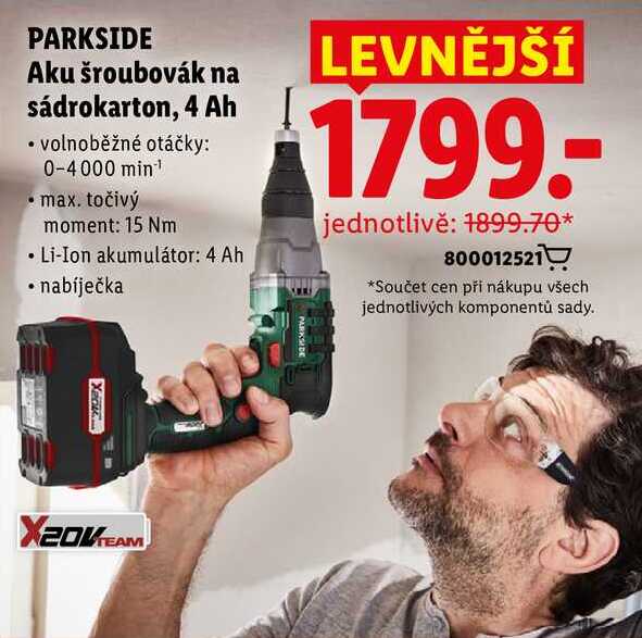 PARKSIDE Aku šroubovák na sádrokarton, 4 Ah 