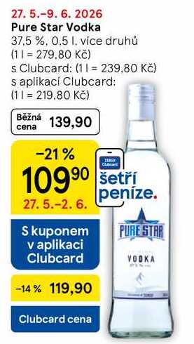 Pure Star Vodka 37,5 %, 0.5 l v akci