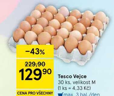 Tesco Vejce, 30 ks, velikost M