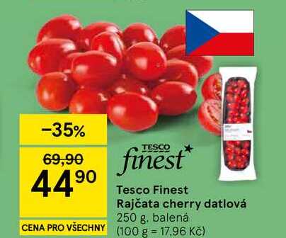 Tesco Finest Rajčata cherry datlová, 250 g, balená 