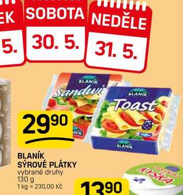 BLANÍK SÝROVÉ PLÁTKY vybrané druhy 130 g
