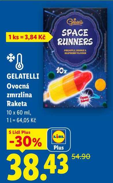 GELATELLI Ovocná zmrzlina Raketa, 10 x 60 ml