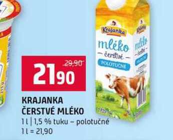 KRAJANKA ČERSTVÉ MLÉKO 1,5% tuku polotučné 1l