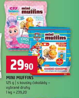 MINI MUFFINS 125 g s kousky čokolády vybrané druhy
