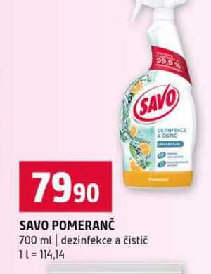 SAVO POMERANČ 700 ml dezinfekce a čistič