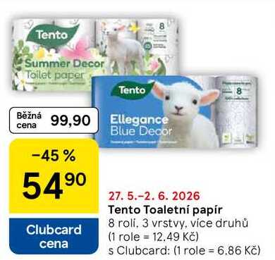 Tento Toaletní papír, 8 roli. 3 vrstvy, více druhů