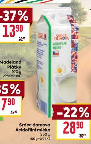 Srdce domova Acidofilní mléko 950 g