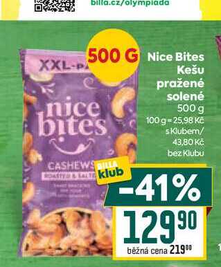 Nice Bites Kešu pražené solené 500 g