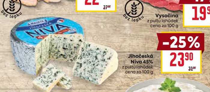 Jihočeská Niva 45% z pultu lahůdek cena za 100 g