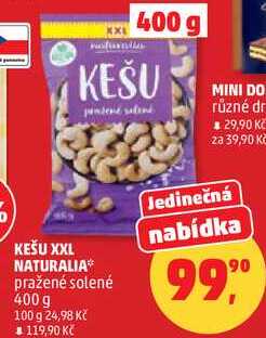 KEŠU XXL NATURALIA pražené solené, 400 g 
