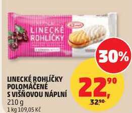 LINECKÉ ROHLÍČKY POLOMÁČENÉ S VIŠŇOVOU NÁPLNÍ, 210 g