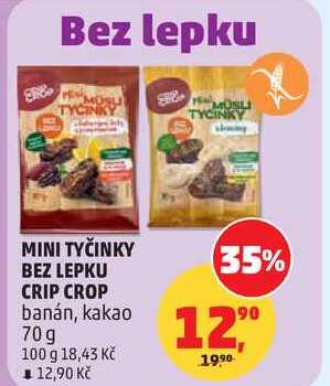 MINI TYČINKY BEZ LEPKU CRIP CROP banán, kakao, 70g