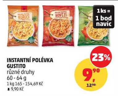 INSTANTNÍ POLÉVKA GUSTITO různé druhy, 60-64 g 