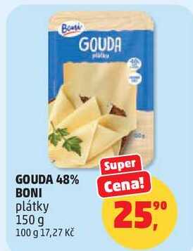 GOUDA 48% BONI plátky, 150 g