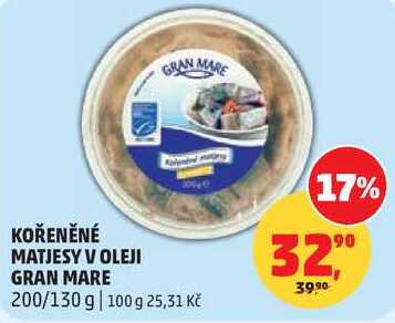 KOŘENĚNÉ MATJESY V OLEJI GRAN MARE, 200/130 g