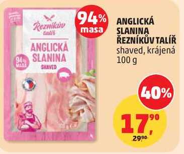 ANGLICKÁ SLANINA ŘEZNÍKŮV TALÍŘ shaved, krájená, 100 g