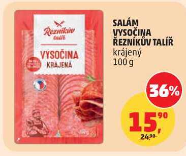 SALÁM VYSOČINA ŘEZNÍKŮV TALÍŘ krájený, 100 g