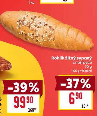 Rohlík žitný sypaný z naší pece 70 g