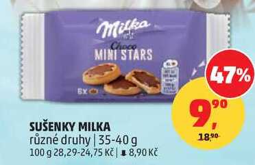 SUŠENKY MILKA různé druhy, 35-40 g v akci