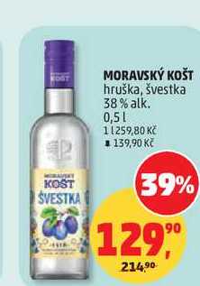 MORAVSKÝ KOŠT hruška, švestka 38% alk., 0,5 l