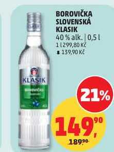 BOROVIČKA SLOVENSKÁ KLASIK 40% alk., 0,5 l