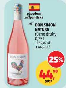 DON SIMON původem ze španělska různé druhy, 0,75 l
