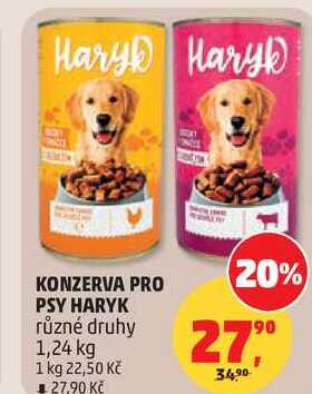 KONZERVA PRO PSY HARYK různé druhy, 1,24 kg
