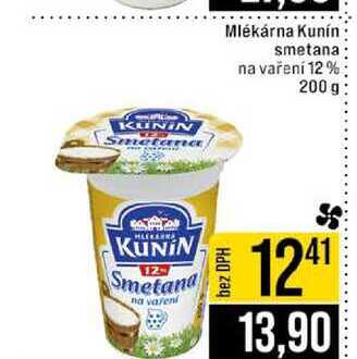 Mlékárna Kunín smetana na vaření 12% 200g