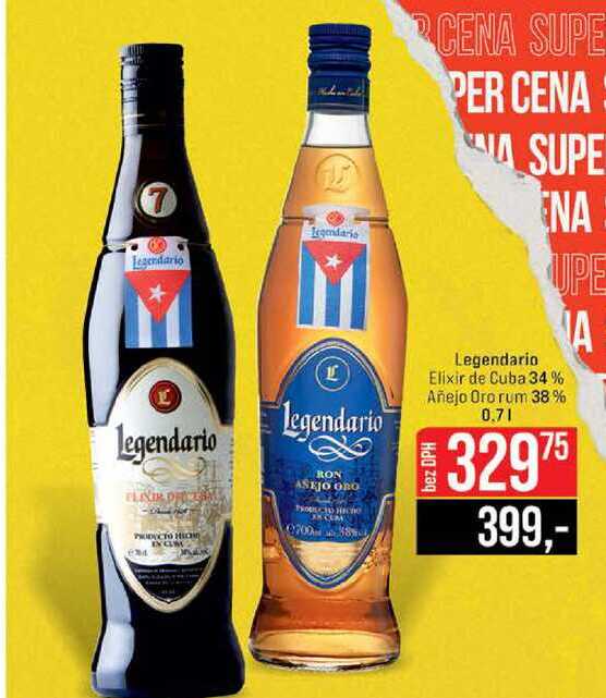 Legendario Elixir de Cuba 34% Añejo Oro rum 38% 0.7l