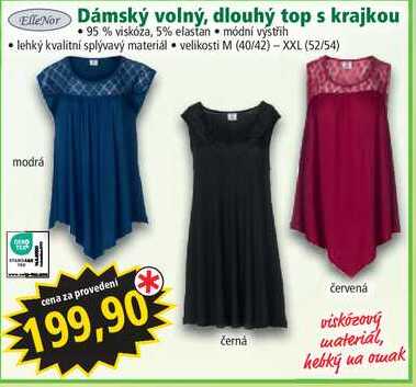 Dámský volný, dlouhý top s krajkou