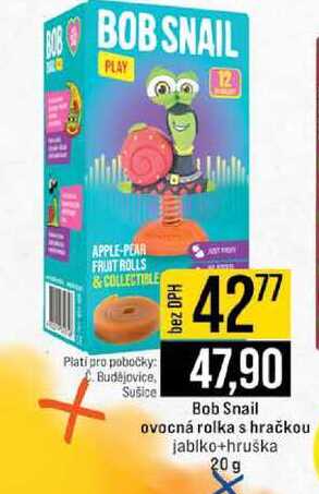 Bob Snail ovocná rolka s hračkou jablko+hruška 20 g 