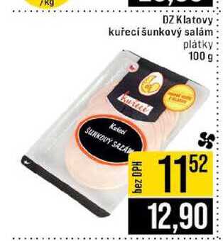 DZ Klatovy kuřecí šunkový salám plátky 100 g