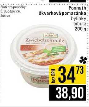 Ponnath škvarková pomazánka bylinky cibule 200 g 