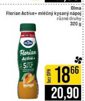 Olma Florian Active+ mléčný kysaný nápoj různé druhy 320 g