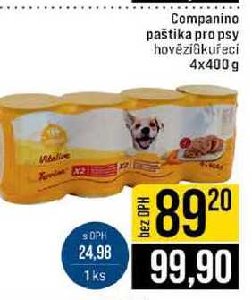 Companino paštika pro psy hovězí kuřecí 4x400 g 