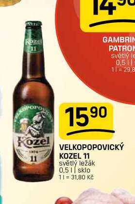 VELKOPOPOVICKÝ KOZEL 11 světlý ležák 0,5l